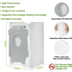 10 Dammsugarpåsar för iRobot Roomba i7, i7+, S9, S9+, i3, i3+, i4, i4+, i6, i6+, i8, i8+, J7, J7+, E5, E6, E7 - Kompatibel med iRobot Clean Base