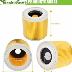 1 filterpatron för Kärcher WD3 Premium, WD2, WD3, WD3P, MV2, MV3 - WD3 filter - Ersättningsfilter för Kärcher dammsugare 6.414-552.0/641452