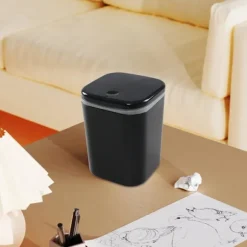0,5 Gallon Liten Bänkskiva Soptunna, Mini Skrivbordssoptunna med Tryckknapp, Svart