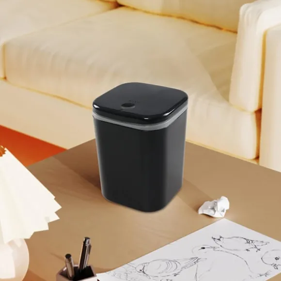 0,5 Gallon Liten Bänkskiva Soptunna, Mini Skrivbordssoptunna med Tryckknapp, Svart