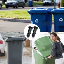 3 Par Wheelie Bin Lock-stift, 67mm x 31mm Svart Plast Passar för 240L Hushålls-Wheelie Sopbehållare