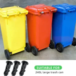 3 Par Wheelie Bin Lock-stift, 67mm x 31mm Svart Plast Passar för 240L Hushålls-Wheelie Sopbehållare