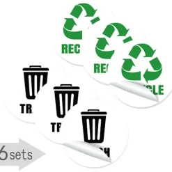 1 set med 6 ark PVC-klistermärken för sopsortering Type 7