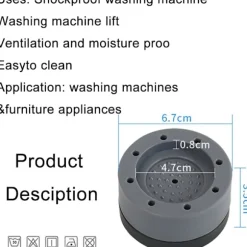 8 st Anti-vibrationsmattor för tvättmaskin Runda dynor