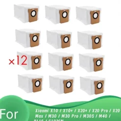 12 st Dammsugarpåsar för Xiaomi X10 / X10+ / X20+ / X20 Pro Dammsugare