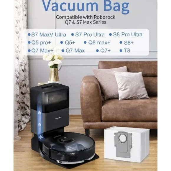 10 st dammsugarpåsar tillbehör för Xiaomi Roborock S8+/S8 Pro Ultra S7 MaxV Ultra/S7 Pro Ultra/Q7 robotdammsugare