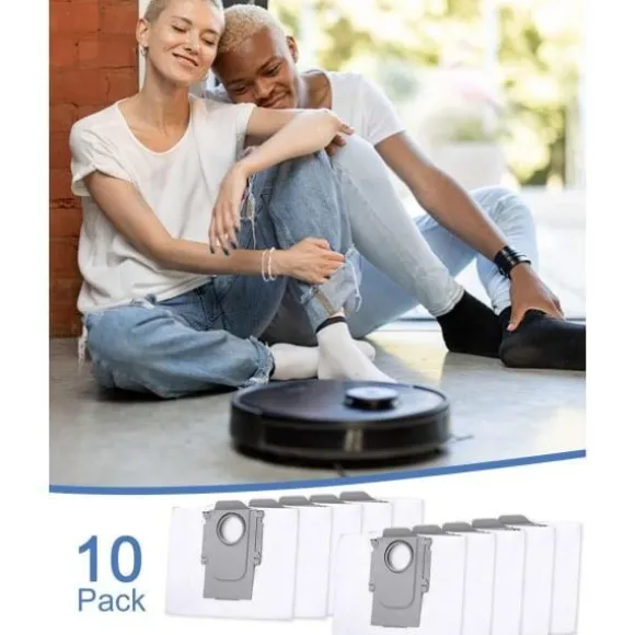 10 st dammsugarpåsar tillbehör för Xiaomi Roborock S8+/S8 Pro Ultra S7 MaxV Ultra/S7 Pro Ultra/Q7 robotdammsugare