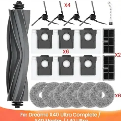 20 ST för Dreame X40 Ultra Complete/X40 Master/L40 Ultra Robotdammsugare Delar Huvudborste Sidoborste Moppduk