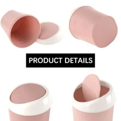 2 st Mini-sopkorg i plast, Liten skrivbordspapperskorg med svänglock för hem, kontor, kök, sovrum, badrum (Blå + Grön)