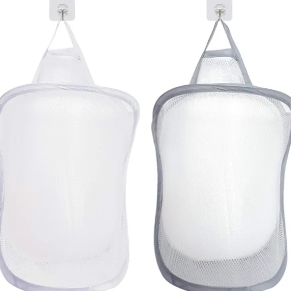 2 st Pop Up Tvättkorg Fällbar Tvättpåse Hängande Leksaksförvaring Organizer med Handtag