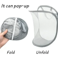 2 st Pop Up Tvättkorg Fällbar Tvättpåse Hängande Leksaksförvaring Organizer med Handtag