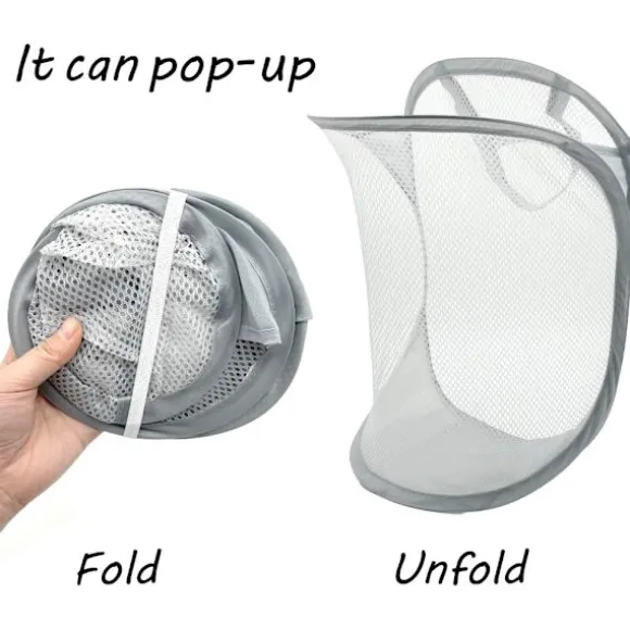 2 st Pop Up Tvättkorg Fällbar Tvättpåse Hängande Leksaksförvaring Organizer med Handtag