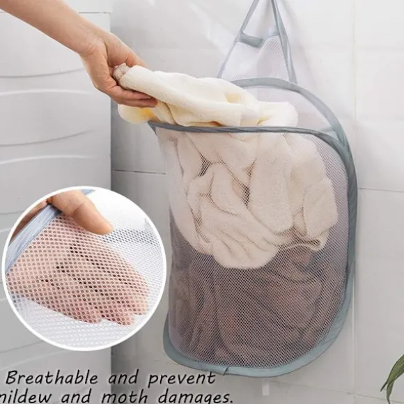 2 st Pop Up Tvättkorg Fällbar Tvättpåse Hängande Leksaksförvaring Organizer med Handtag
