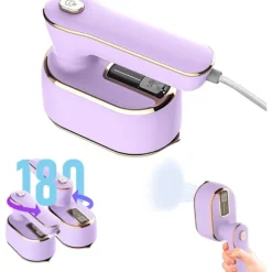 1 st. Resefärg, 1000W Vikbar Handhållen Mini Ångstrykjärn, 180° Rotationshandtag Strykjärn Purple
