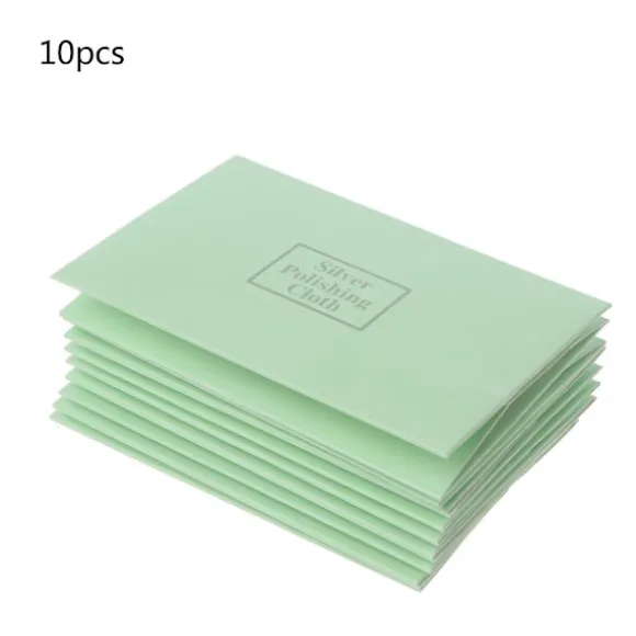 10 st Silver Polishing Cleaning Cloth Håller Smycken Rena Och Blanka Gröna