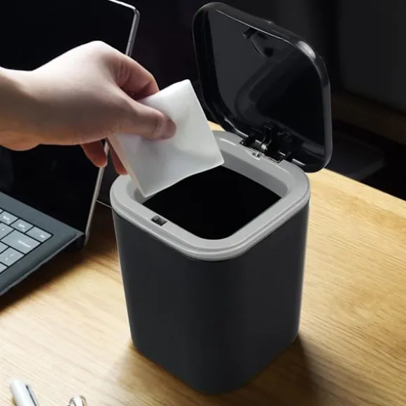 1 st Svart Liten Soptunna i Plast, Mini Soptunna för Skrivbord
