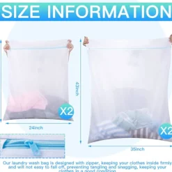 4 Stora Tvättnätspåsar, 50cm*60cm för Tvättmaskin Kläder Smutsiga Kläder Torktumlare Nät Skydd