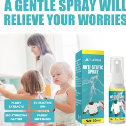 1 stycke 30ml antistatisk spray för hushåll, antistatisk spray för kläder
