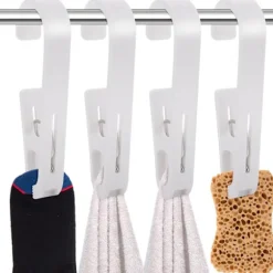 4 Stycken Hängande Klämmor Krokar, Tvättkrokar med Klämmor Stövelhängare för Garderob Plast för Badrum Garderob Hattar Handduk Strumpor