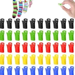 50 Stycken Sock KlämmorSock Klämmor för Tvättmaskin och Torktumlare Sock Klämmor med Hängande KrokarMultifunktionell Sock Klämma Kläder