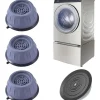 4 Stycken Tvättmaskinsfötter med Gummikudde, Anti-vibrationsfötter för Tvättmaskiner och Torktumlare, Anti-vibrationskuddar L