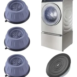 4 Stycken Tvättmaskinsfötter med Gummikudde, Anti-vibrationsfötter för Tvättmaskiner och Torktumlare, Anti-vibrationskuddar L