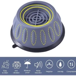 4 Stycken Tvättmaskinsfötter med Gummikudde, Anti-vibrationsfötter för Tvättmaskiner och Torktumlare, Anti-vibrationskuddar L