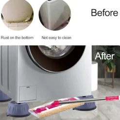 4 Stycken Tvättmaskinsfötter med Gummikudde, Anti-vibrationsfötter för Tvättmaskiner och Torktumlare, Anti-vibrationskuddar L