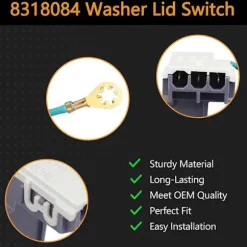 8318084 Tvättmaskin Lockbrytare Ersättningsdel Kompatibel med WhirlPool KenMore-Perfet