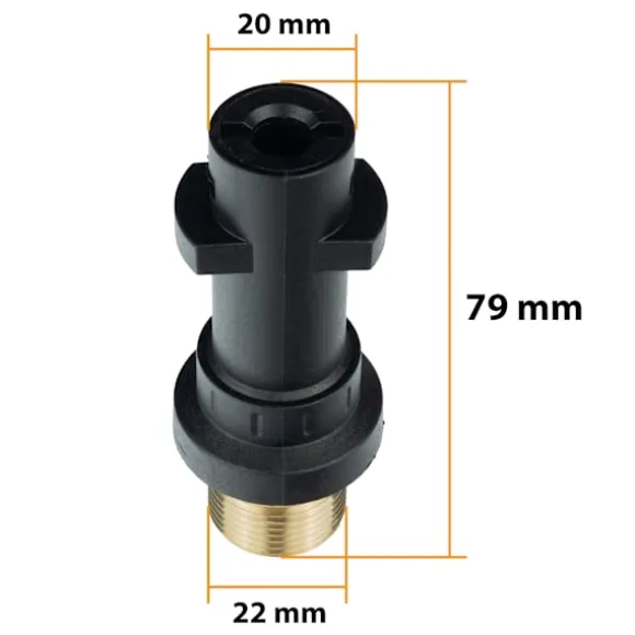 Adapter M22 till Bayonet för Hogtryckstvätt – HD/HDS till K-Serie | Max 160 Bar | Kompatibel med Karcher K4, K5, K7