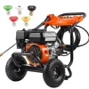 Bensin Högtryckstvätt-Duoku-3500 PSI 2,6 GPM-Aluminumpump-Set med 5 Munstycken-med Metallvagn