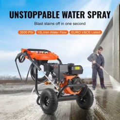 Bensin Högtryckstvätt-Duoku-3500 PSI 2,6 GPM-Aluminumpump-Set med 5 Munstycken-med Metallvagn