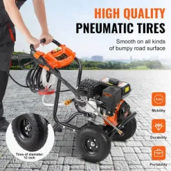 Bensin Högtryckstvätt-Duoku-3500 PSI 2,6 GPM-Aluminumpump-Set med 5 Munstycken-med Metallvagn