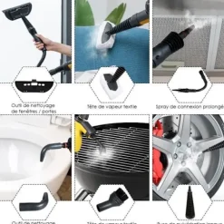Bärbar Handhållen Ångtvätt 900-1050W COSTWAY för Vägglöss Vattentank 350ML under Tryck 3 Bar Hem/Bil Gul Gul