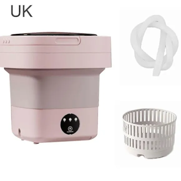 Bärbar Tvättmaskin Med Torkhink Hopfällbar Antibakteriell Tvätt Pink