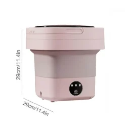 Bärbar Tvättmaskin Med Torkhink Hopfällbar Antibakteriell Tvätt Pink