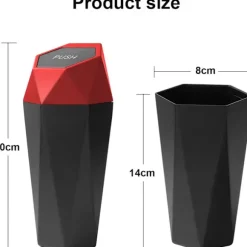 CGEAMDY Mini Bil Papperskorg med Lock - Läcksäker Mugghållare Papperskorg, Portabel för Bil, Hem, Kontor, Sovrum, Röd Red