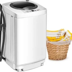 COSTWAY Mini tvättmaskin med centrifugering 3,5 kg Auto 240W med uttorkningsfunktion Kontrollpanel för lägenheter