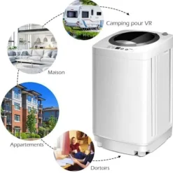 COSTWAY Mini tvättmaskin med centrifugering 3,5 kg Auto 240W med uttorkningsfunktion Kontrollpanel för lägenheter