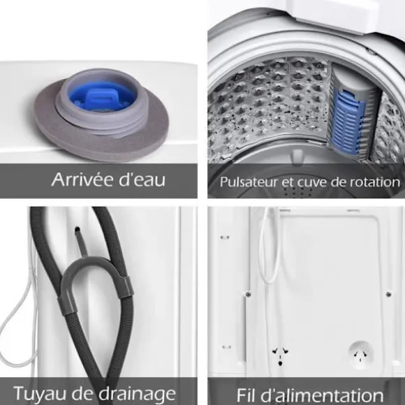 COSTWAY Mini tvättmaskin med centrifugering 3,5 kg Auto 240W med uttorkningsfunktion Kontrollpanel för lägenheter