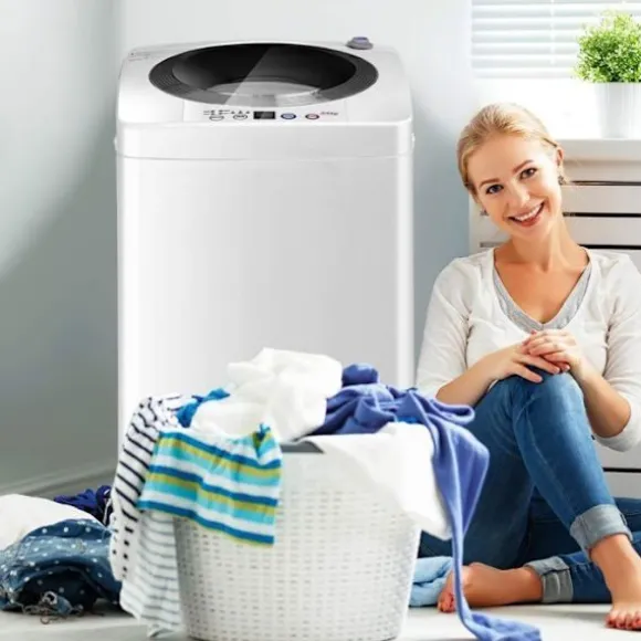 COSTWAY Mini tvättmaskin med centrifugering 3,5 kg Auto 240W med uttorkningsfunktion Kontrollpanel för lägenheter