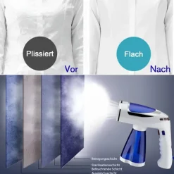Dampfborste, 1600 W effekt, 250 ml vattentank, hopfällbar design