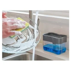 Diskmedelsbehållare med Svamp / Svamphållare och Tvåldispenser - Diskorganisatör med Svamp