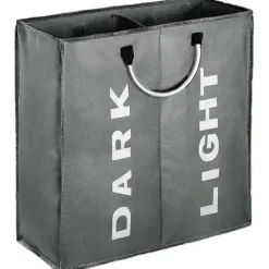 Dubbel tvättkorg med lock och löstagbara tvättsäckar Ljusgrå M Light Gray M