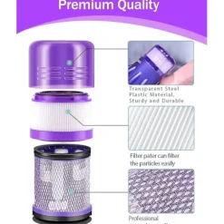Dyson V12 3-pack filter - Hepa-filter för dammsugare, kompatibel med Dyson V12 Slim Absolute Detect, tvättbart tillbehör