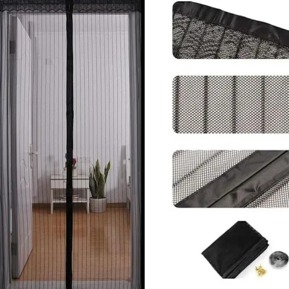 /EA/Magnetiskt dörrnät, automatisk stängningsgardin, nät mot insekter, flugor och myggor, starka magneter (110 x 21