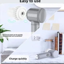 Elektrisk roterande skrubber med 6 utbytbara borsthuvuden för köksrengöring