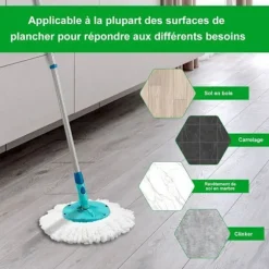 Ersättningsmopphuvud, kompatibelt med Leifheit Clean Twist Mopp, Ersättningsmopphuvud för moppset