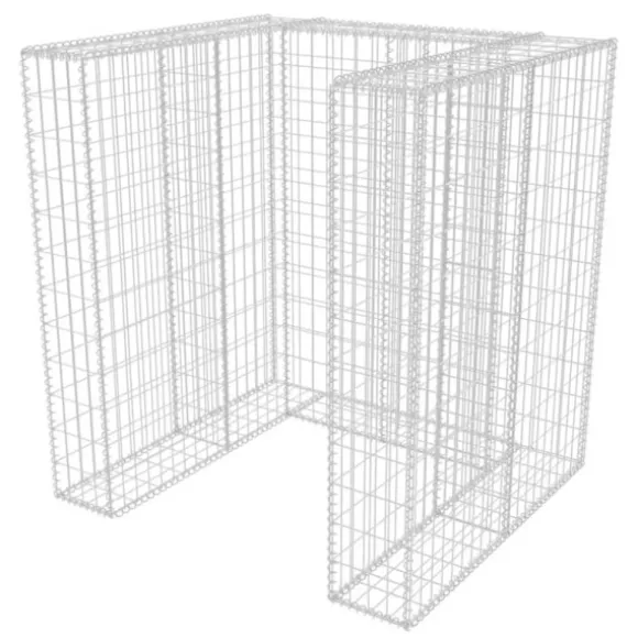 Gabionkorg med skydd för 1 soptunna stål 110x100x120 cm