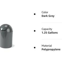 1,25-gallons miniavfallsbehållare med svänglock - Liten soptunna för
